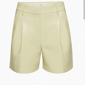 Wilfred Aritzia effortless 5” high waist leather shorts in cream